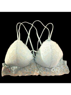 No Boundaries Aqua Lace Bralette 73P661 NWOT Strappy Back Design 3XG/XXXL